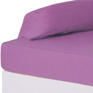 Non communiqué Drap de lit drap-housse couvre-matelas en polyester-coton coloris violet clair - Longueur 200 x Profondeur 135 x Hauteur 30 cm -JUANIO- Violet - Publicité