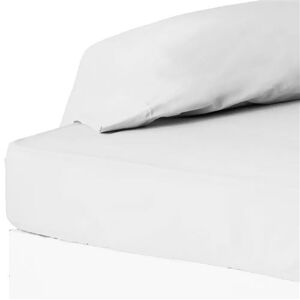 Non communiqué Drap de lit drap-housse couvre-matelas en polyester-coton coloris blanc - Longueur 200 x Profondeur 135 x Hauteur 30 cm -JUANIO- Blanc - Publicité