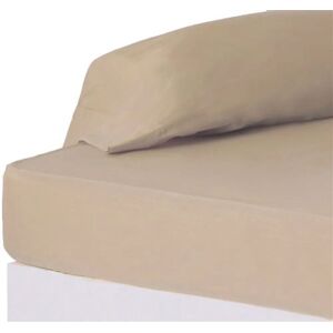 Non communiqué Drap de lit drap-housse couvre-matelas en polyester-coton coloris beige - Longueur 200 x Profondeur 135 x Hauteur 30 cm -JUANIO- Beige - Publicité