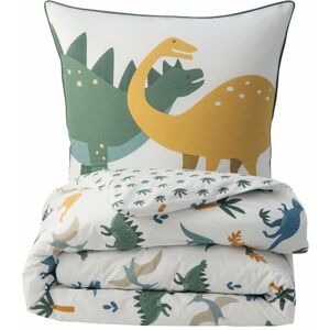 Non communiqué sweeek Parure de lit réversible imprimé dinosaures en coton 1 housse de couette 140x200cm + 1 taie d'oreiller 63x63cm Vert - Publicité