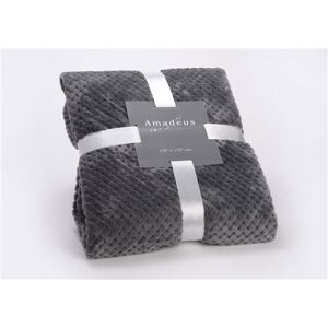 Plaid damier 130x170 gris anthracite - Amadeus - Gris - Polyester gris foncé - Publicité