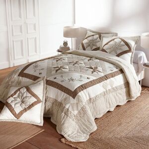 Couvre-lit patchwork imprime fleurs - Blancheporte Taupe Plaid : 150x150cm