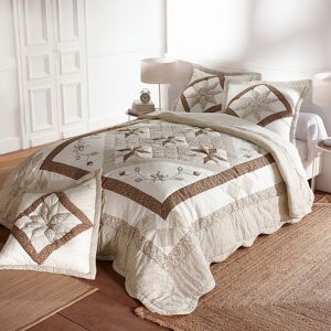 Blancheporte Couvre-lit patchwork imprimé fleurs - Blancheporte Taupe Jeté de lit 2 personnes : 250x250cm