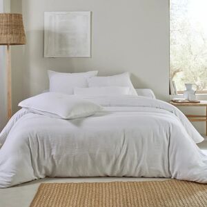 Blancheporte Linge de lit uni biface lin lave / coton lave - Colombine Blanc Housse de couette 2 personnesonnes : 260x240cm