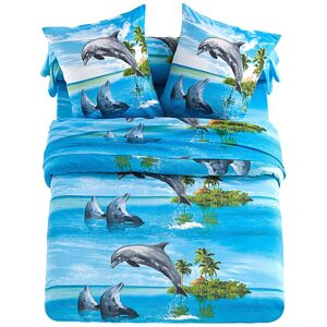 Linge de lit Flipper - polycoton - BlancheportePlongez dans un merveilleux rêve bleu avec cette collection de linge de lit pleine d'amour et d'eau fraîche ! Housse de couette 1 personneonne : 140x200cmBleu - Publicité