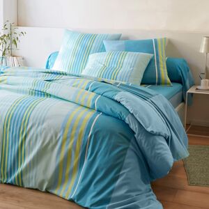 Colombine Linge de lit Détroit en coton imprimé rayures - Drap-housse 1 Personneonne : 90x190cm - Turquoise - ColombineLe linge de lit Détroit de Colombine®, c'est toute une gamme en rayures contrastées qui mise sur des coloris chics et frais pour changer