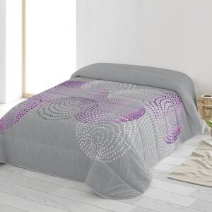 Couette microfibre imprimee cercles graphiques 200 g/m² - BlancheportePratique, elle peut s'utiliser sans housse, se lave en machine et seche rapidement. Superbement graphique sur une face, joliment unie sur l'autre, cette couette installe une ambiance di