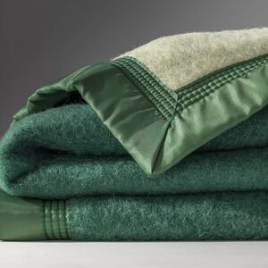 Ourson Couverture bicolore laine 800g/m2 - Ourson Vert Couverture 2 personnes : 240x260 cm