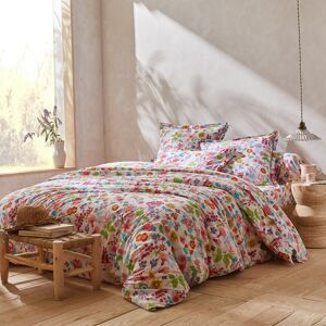 Linge de lit Kelly en coton imprime floral - BlancheporteDes fleurs a profusion et une jolie finition bourdon sur la taie volant plat : le linge de lit Kelly renouvelle avec chic et charme le style romantique qu'on aime tant !Housse de couette 1 personneo