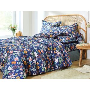 Blancheporte Linge de lit Kelly en coton imprimé floral - Blancheporte Bleu Taie d'oreiller volant plat : 50x70cm