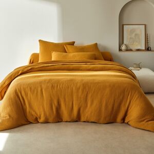 Blancheporte Linge de lit uni en triple gaze de coton - Colombine Jaune Housse de couette 2 personnesonnes : 240x220cm