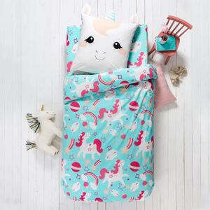 Colombine des petits Linge de lit enfant à motif Licorne en coton biologique(**) - Colombine des petits Bleu Taie d'oreiller forme sac : 65x65cm