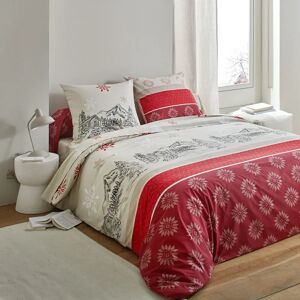 Linge de lit Montana en flanelle - Blancheporte Rouge Housse de couette 2 personnesonnes : 200x200cm