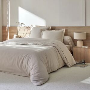 Blancheporte Linge de lit uni percale - Colombine Beige Taie d'oreiller volant plat : 63x63cm