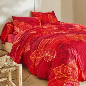 Blancheporte Linge de lit Elsa en polycoton à motifs feuilles - Blancheporte Rouge Taie d'oreiller forme sac : 65x65cm