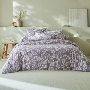 Blancheporte Linge de lit Chloé bicolore imprimé feuillage - en coton - Blancheporte Violet Drap plat 1 personneonne : 180x270cm