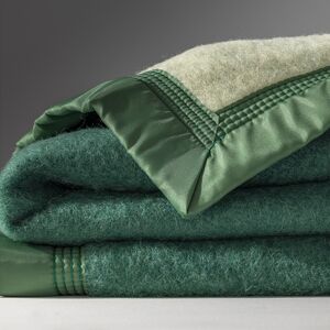 Ourson Couverture bicolore laine 600g/m2 - Ourson Vert Couverture 2 personnes : 240x300 cm