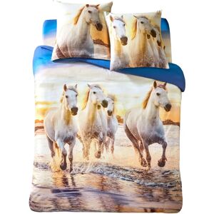 Linge de lit Haras imprime chevaux, coton - Blancheporte Beige Housse de couette 2 personnesonnes : 240x220cm