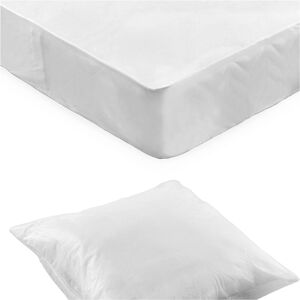 Kit jetable 1 ou 2 personnes : protege-oreillers + protege-matelas forme housse - lot de 10 - Blancheporte Blanc Lot de 10 aleses jetables housse : 90x190cm