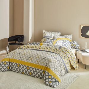 Blancheporte Linge de lit Marlow en coton motifs géométriques - Colombine Gris Taie d'oreiller volant plat : 50x70cm