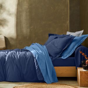 Blancheporte Linge de lit uni coton - Colombine Bleu Taie d'oreiller volant plat : 40x40cm