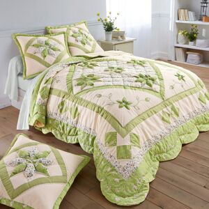 Couvre-lit patchwork imprime fleurs - Blancheporte Vert Plaid : 150x150cm