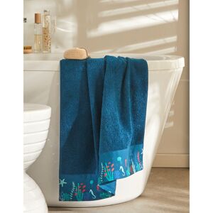 EÌponge bouclette 420 g/m2 liteau motif corail - Drap De Douche : 70x130cm - Bleu - ColombineUne eÌponge daune douceur et daun moelleux exceptionnels aÌ la qualiteÌ daabsorption ideÌale. Son coloris bleu profond et son liteau aux motifs corail 