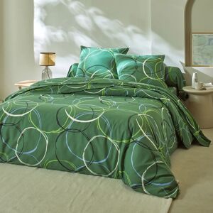 Linge de lit Noemie polycoton imprime cercles - Blancheporte Vert Housse de couette 2 personnesonnes : 200x200cm