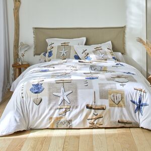 Colombine Linge de lit Lacanau coton - Housse De Couette 2 Personnesonnes : 200x200cm - Blanc - ColombineCoquillages et bois flotté pour ce linge de lit Lacanau de Colombine® qui vous embarque pour une escapade sur la côte Atlantique ! Confectionné dans u