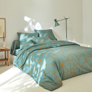 Linge de lit Geoffroy en coton a motifs graphiques - Blancheporte Vert Housse de couette 2 personnesonnes : 200x200cm