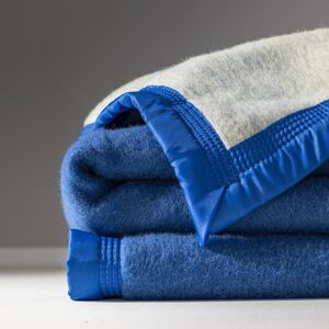 Ourson Couverture bicolore laine 600g/m2 - Ourson Bleu Couverture 2 personnes : 240x260 cm