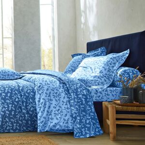 Blancheporte Linge de lit Héritage en coton, motifs volutes - Blancheporte Bleu Taie d'oreiller volant plat : 65x65cm