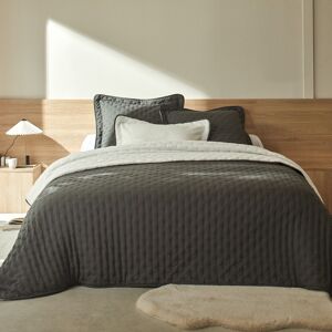 Couvre-lit reversible microfibre matelassee/sherpa - Blancheporte Gris Plaid : 150x150cm