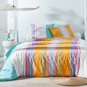 Colombine Linge de lit Détroit en coton imprimé rayures - Drap Plat 2 Personnesonnes : 270x300cm - Blanc - ColombineLe linge de lit Détroit de Colombine®, c'est toute une gamme en rayures contrastées qui mise sur des coloris chics et frais pour changer d'