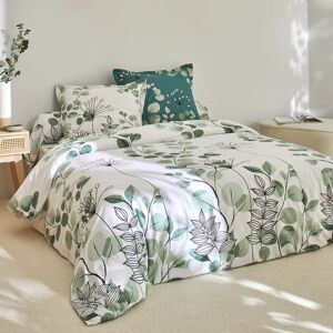 Colombine Linge de lit Danae en coton imprimé - Drap-housse 1 Personneonne : 90x190cm - Vert - ColombineOffrez un brin de nature à votre chambre avec ce linge de lit Danae où les motifs végétaux s'imposent tout en élégance. Réversible pour changer de styl