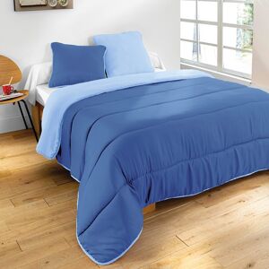 Blancheporte Couette bicolore microfibre 350g/m2 - Blancheporte Bleu Oreiller : 60x60cm