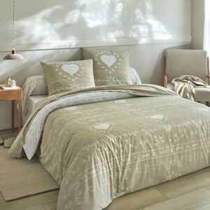 Linge de lit Anceny imprime coeur - coton - Blancheporte Beige Housse de couette 2 personnesonnes : 240x220cm