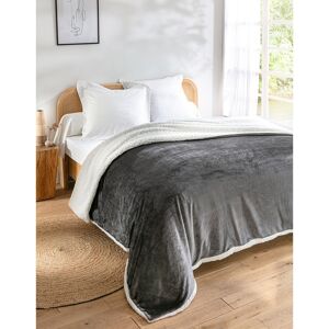 Blancheporte Couverture double face polaire et sherpa - Blancheporte Gris Couverture 1-2 pers : 180x220cm