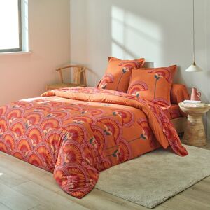 Linge de lit Suzanne en coton imprimé - Colombine Orange Drap-housse 2 personnesonnes : 160x200cm