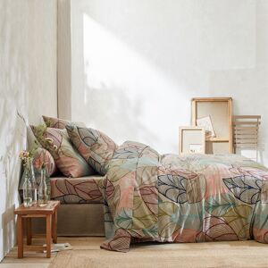 Blancheporte Linge de lit Elsa en polycoton à motifs feuilles - Blancheporte Beige Taie d'oreiller forme sac : 65x65cm
