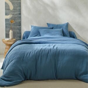 Blancheporte Linge de lit uni en triple gaze de coton - Colombine Bleu Drap plat 1 personneonne : 180x290cm