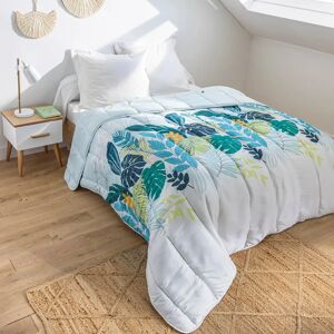 Couette microfibre imprimé végétal 400 g/m² - BlancheporteToujours d'actualité, la tendance végétale s'affiche harmonieusement dans la déco de votre chambre avec cette couette imprimée, chic et moderne. Moelleuse et légère, elle vous accompagnera pour des - Publicité