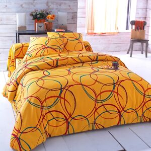 Linge de lit Noemie polycoton imprime cercles - Blancheporte Orange Housse de couette 2 personnesonnes : 240x220cm