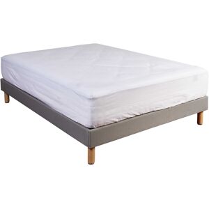 Terre de Nuit Drap housse 100% coton blanc bonnet 40 cm 160x200