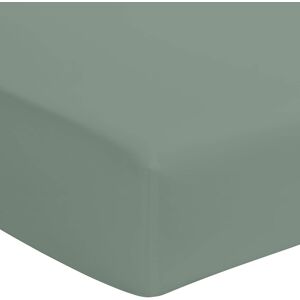 Terre de Nuit Drap housse vert de gris 100% coton bonnet 40 cm 140x190 cm