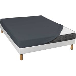 Terre de Nuit Drap housse jersey anthracite bonnet 30 cm 100% coton biologique 160x190