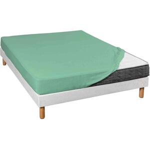 Terre de Nuit Drap housse jersey vert jade bonnet 30 cm 100% coton biologique 140x200