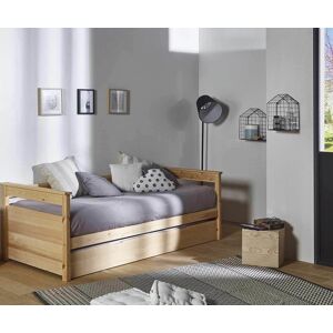 Ma Chambre d'Enfant Lit gigogne banquette enfant Mélo  Bois naturel 90x200 cm