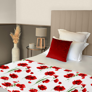 Stores-et-Rideaux.com Chemin de Lit Fleurs Coquelicot