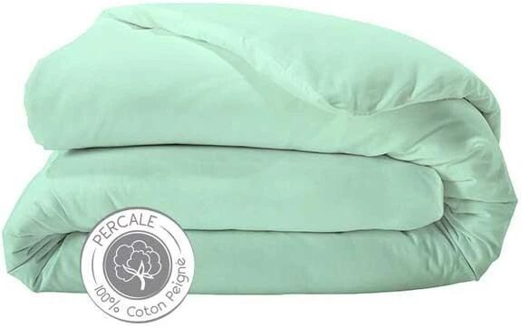 Housse de couette percale Tradilinge CELADON (Couleur : Céladon)